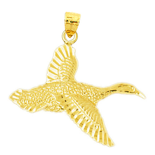 14K Gold Flying Waterfowl Bird Pendant