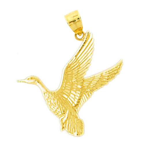 14K Gold 25MM Wild Duck Pendant