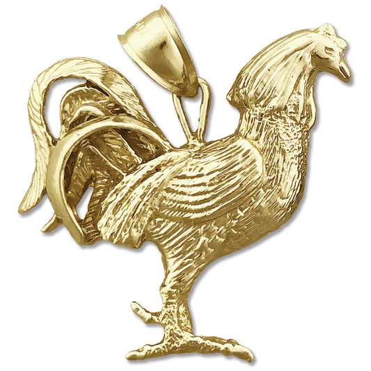14K Gold Rooster Pendant