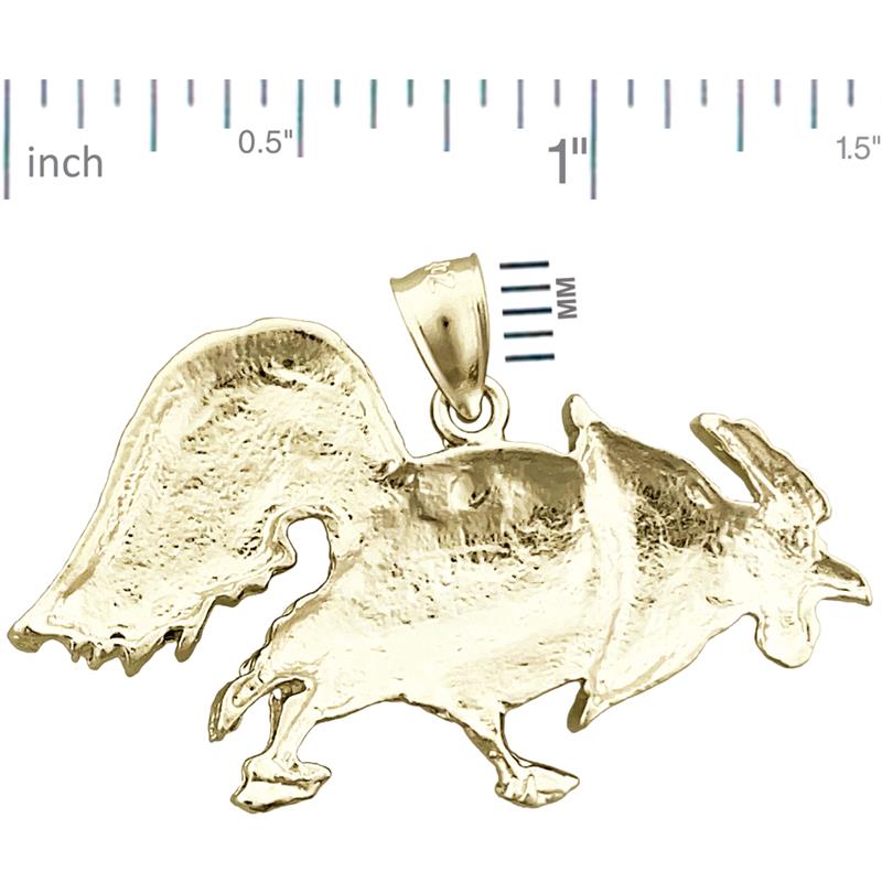 14K Gold Pecking Rooster Pendant