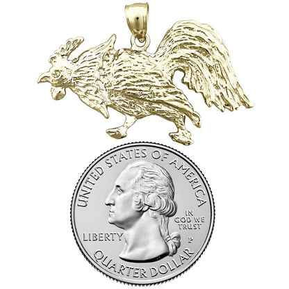 14K Gold Pecking Rooster Pendant