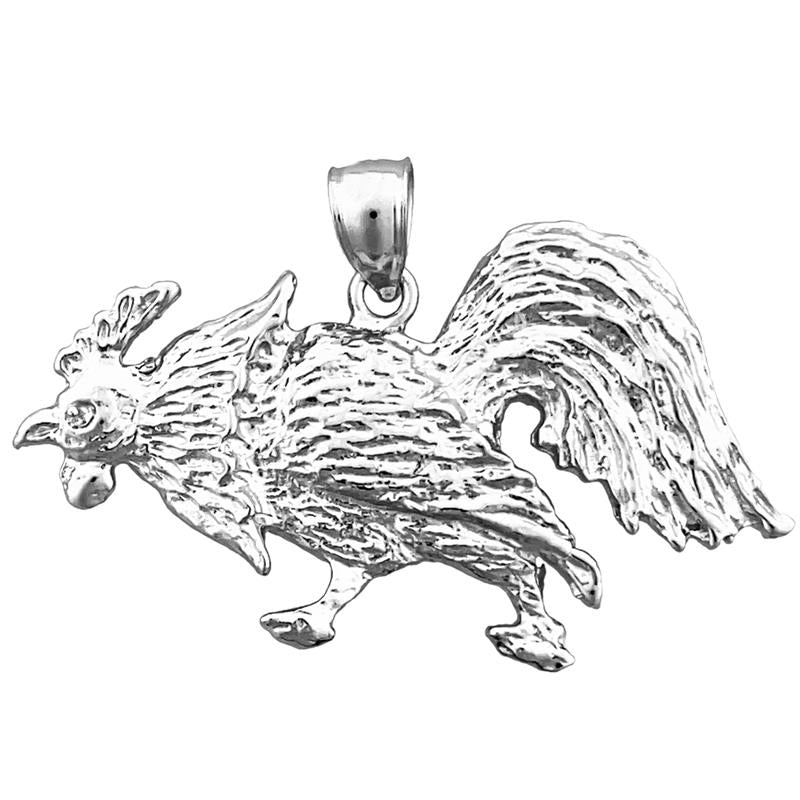 14K Gold Pecking Rooster Pendant