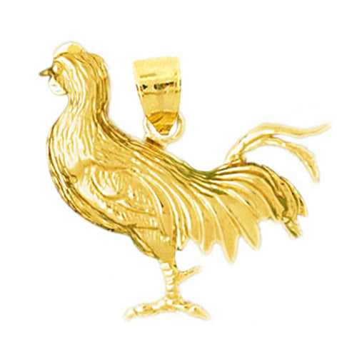 14K Gold Cock-A-Doodle-Do Rooster Pendant