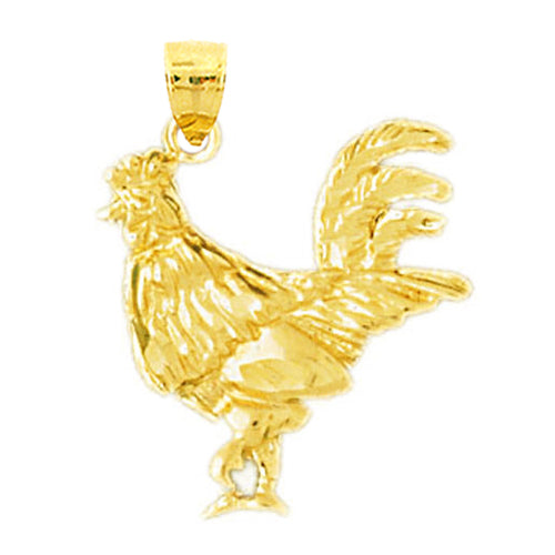 14K Gold Cock Pendant