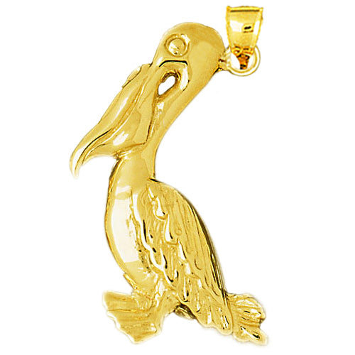 14K Gold 41MM Pelican Pendant