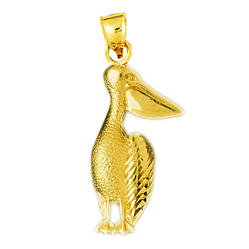 14K Gold 31MM Pelican Pendant
