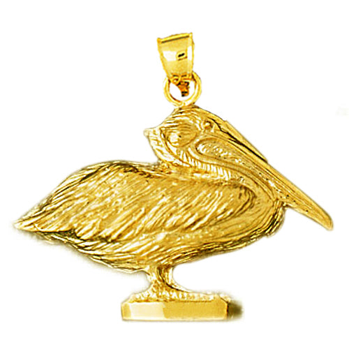 14K Gold Brown Pelican Pendant