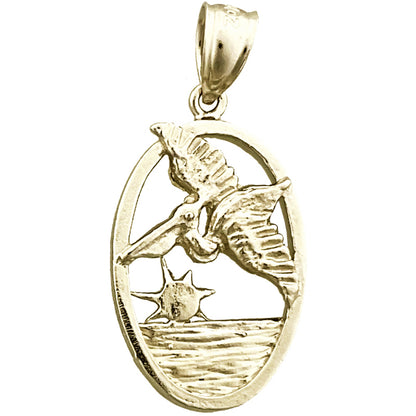 14K Gold Flying Pelican Medallion