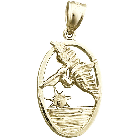 14K Gold Flying Pelican Medallion