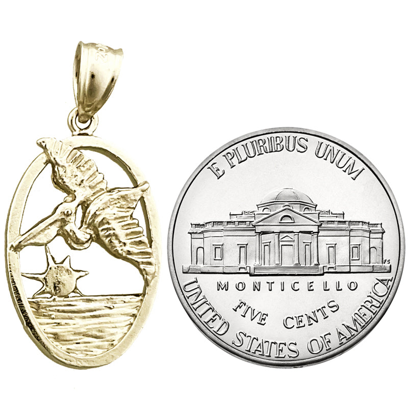 14K Gold Flying Pelican Medallion