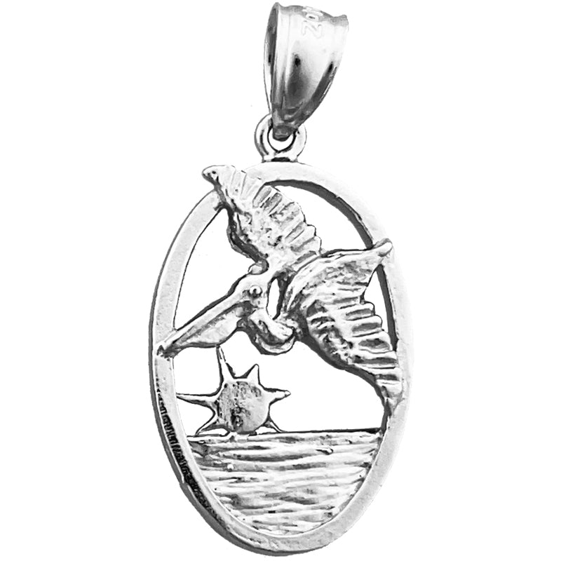 14K Gold Flying Pelican Medallion