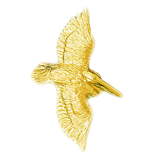 14K Gold 40MM Flying Pelican Pendant