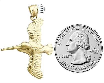 14K Gold Flying Pelican Pendant