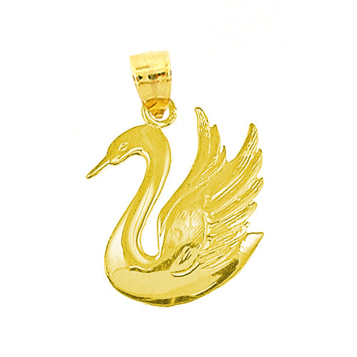 14K Gold Swan Charm