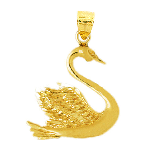 14K Gold Swan Pendant