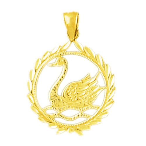 14K Gold Swan Medallion