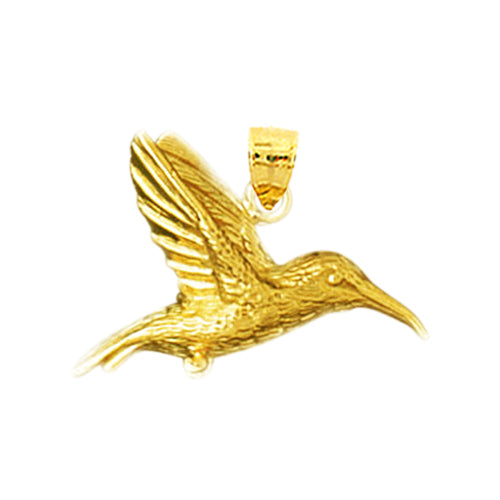 14K Gold Flying Hummingbird Pendant