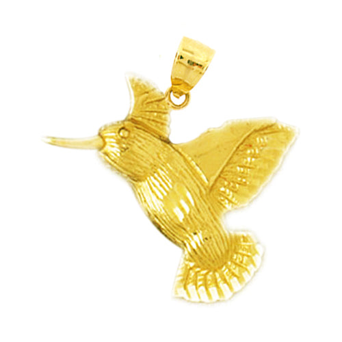 14K Gold 26MM Hummingbird Pendant