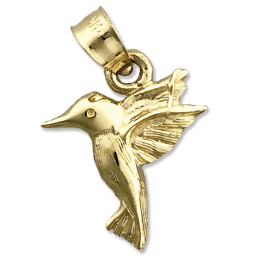 14K Gold Hummingbird Charm