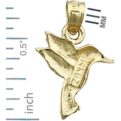 14K Gold Hummingbird Charm
