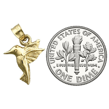 14K Gold Hummingbird Charm