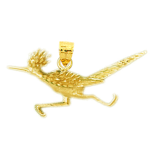 14K Gold Roadrunner Pendant