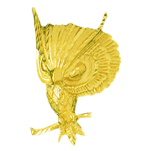 14K Gold Owl Fledgling Pendant