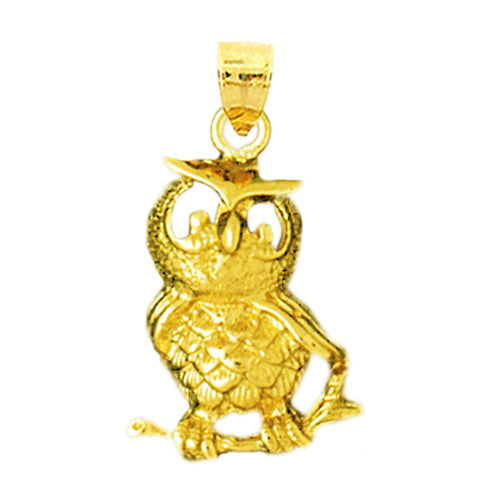 14K Gold Owl Charm