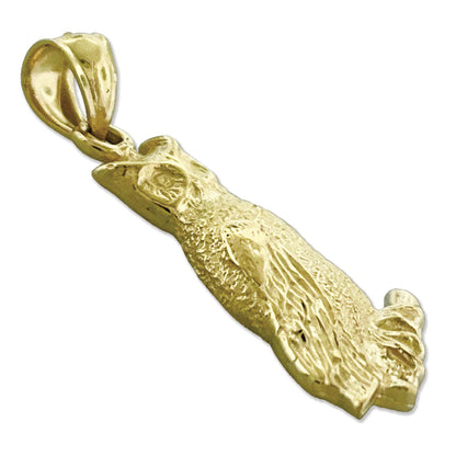 14K Gold 20MM Perched Owl Charm