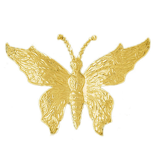 14K Gold 58MM Butterfly Pendant