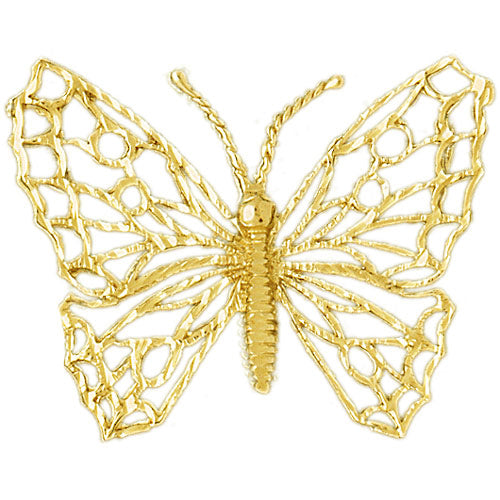 14K Gold Filigree Butterfly Pendant