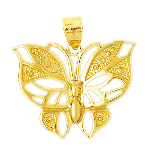 14K Gold Ornate Butterfly Pendant