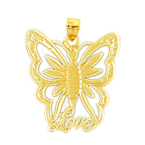 14K Gold Love Butterfly Pendant