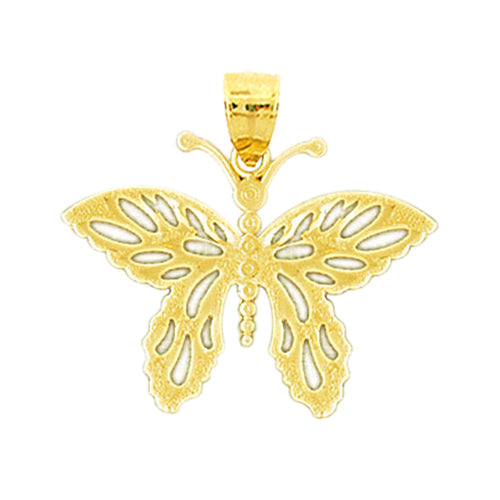 14K Gold Butterfly with Cut-Out Wings Pendant