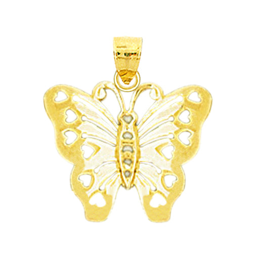 14K Gold Butterfly with Hearts In Wings Charm