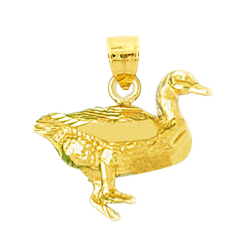 14K Gold 3D Duck Pendant