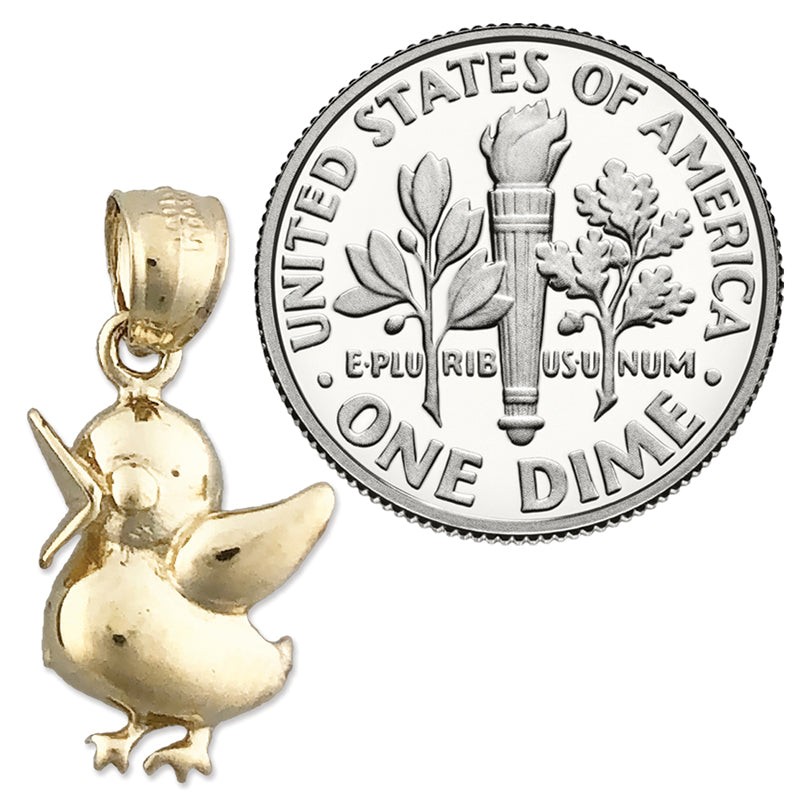 14K Gold Chirping Duck Charm