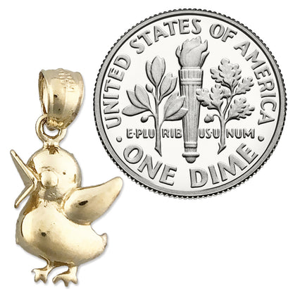 14K Gold Chirping Duck Charm