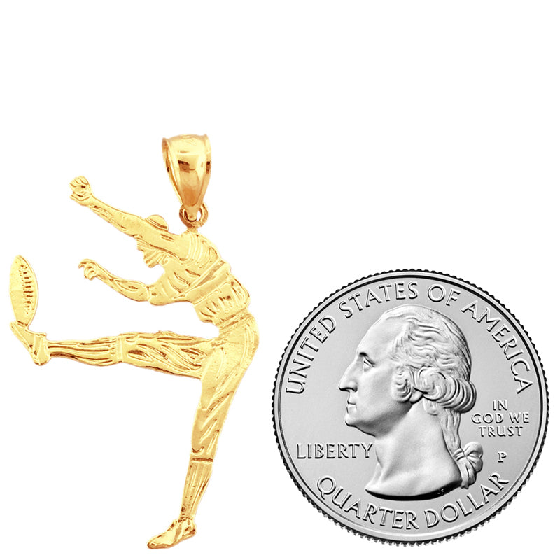 14K Gold Football Punter Pendant