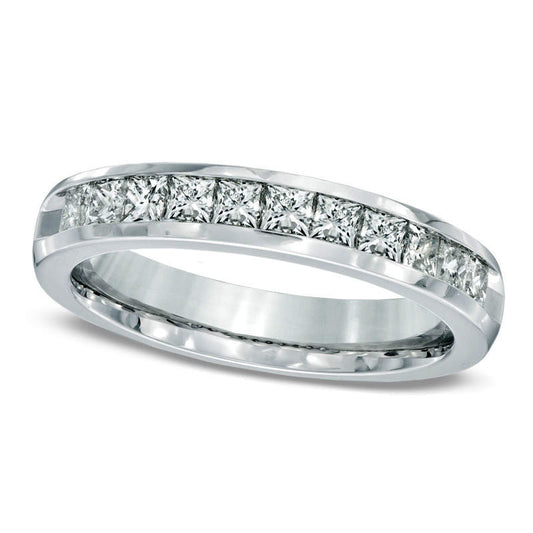 Previously Owned - 1.0 CT. T.W. Princess-Cut Natural Diamond Wedding Band in Solid 14K White Gold