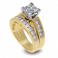 Previously Owned - 1.5 CT. T.W. Quad Princess-Cut Natural Diamond Bridal Engagement Ring Set in Solid 14K Gold