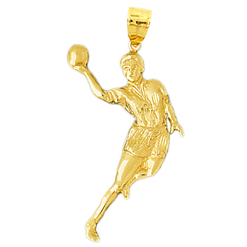 14K Gold Basketball Player Pendant