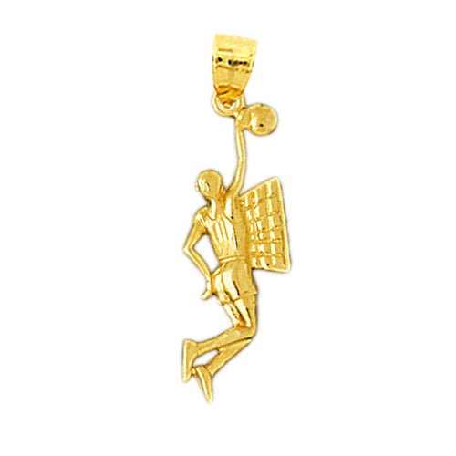 14K Gold Basketball Player Jump Shot Pendant