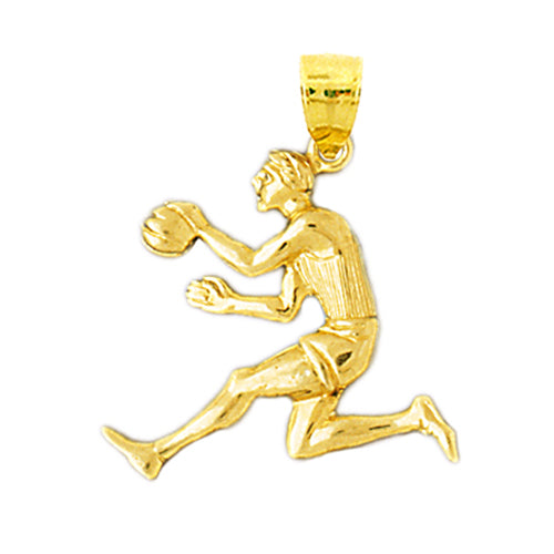 14K Gold Dribbling Basketball Player Pendant