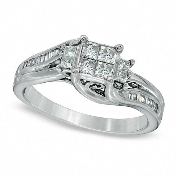 5/8 CT. T.W. Quad Princess-Cut Diamond Collar Engagement Ring in 14K White  Gold | Zales Outlet