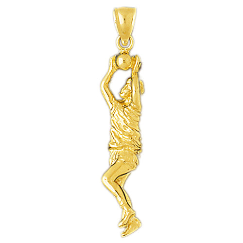 14K Gold 36MM Basketball Player Pendant