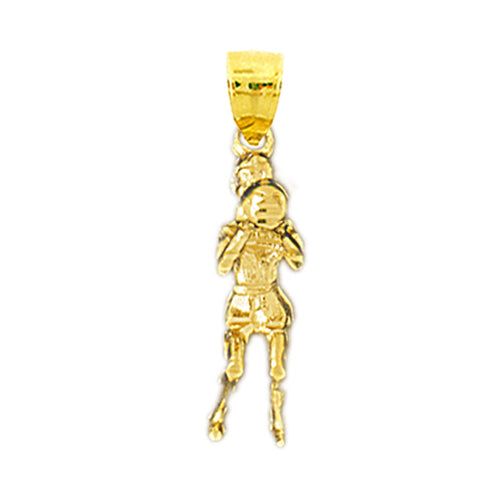 14K Gold 3D Basketball Player Charm