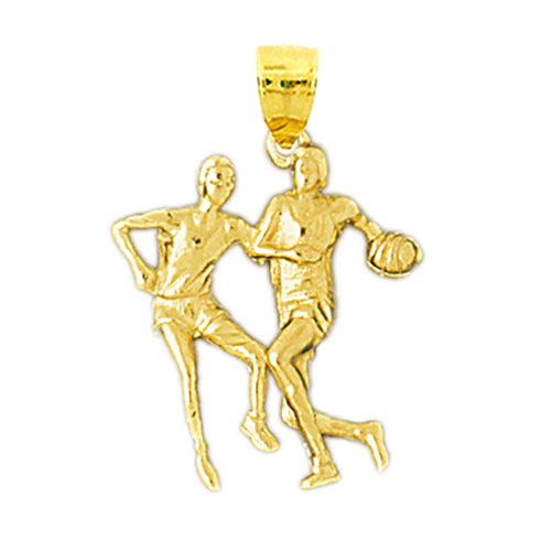 14K Gold Two Basketball Players Pendant