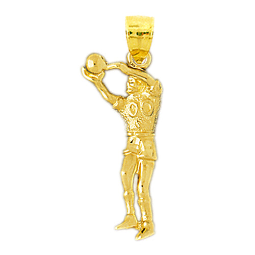 14K Gold #00 Basketball Player Pendant