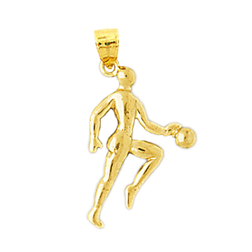 14K Gold Silhouette Basketball Pendant